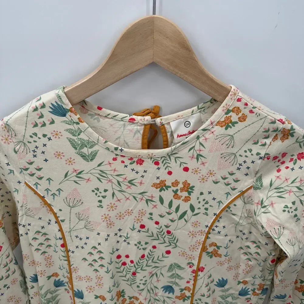 Hanna Andersson Floral Long Sleeve Cotton Princess Seam Dress // 150 or US 12
